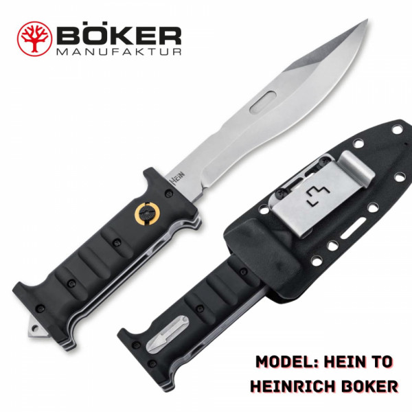 Единствен по рода си луксозен двойно разгъваем нож BOKER PLUS- HEIN, D2 massive, ABS кания с клипс